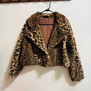 Leopard Print Teddy Jacket
